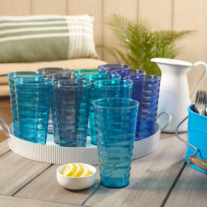 US Acrylic Splash 28 Ounce Plastic Stackable Iced Tea Tumblers in 4 Coastal Colors | Value Set of 12 Drinking Cups | Reusable, Bpa-Free, Made in the USA, Top-Rack Dishwasher Safe Dining & Entertaining Glassware & Drinkware Home & Kitchen Kitchen & Dining Tumblers & Water Glasses