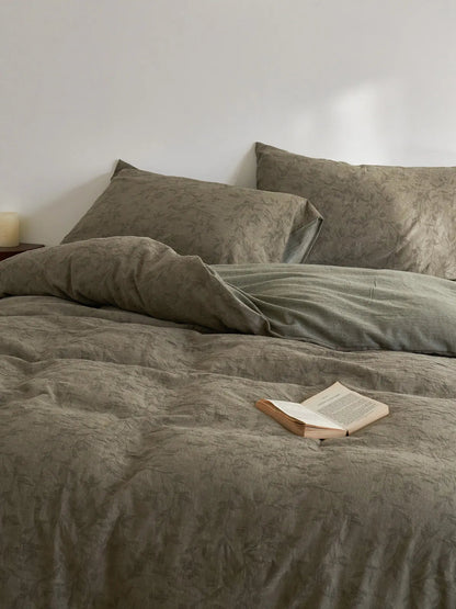 Textured Botanical Washed Cotton Bedding Set