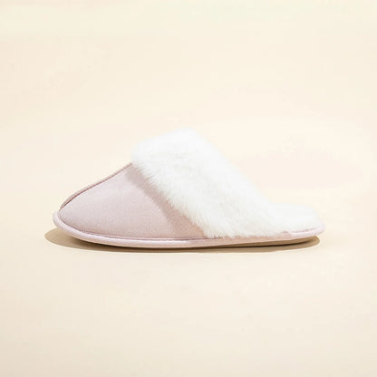 Plush Solid Color Faux Suede House Slippers