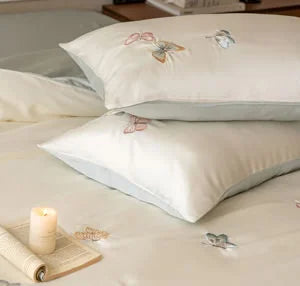 Silky Butterfly Embroidered Tencel Bedding Set