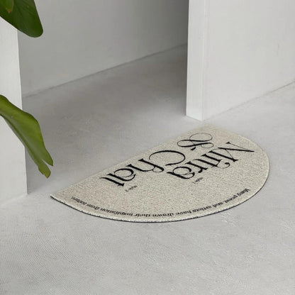 Textured Minimalist Typography PVC Coil Accent Rug