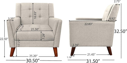 Christopher Knight Home Evelyn Mid Century Modern Fabric Arm Chair and Loveseat Set, Beige, Walnut Furniture Home & Kitchen Living Room Furniture Living Room Sets