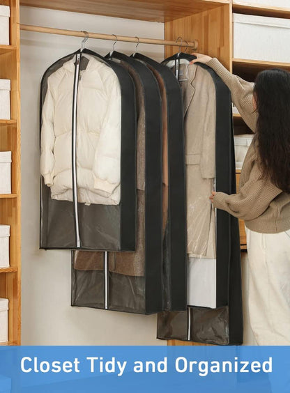 40'' 50'' 60'' Clear Garment Bags for Hanging Clothes, Suit Bags for Closet Storage with 4" Gussetes, Moth Proof Plastic Protectors for Sweater, Dress, Winter Coat, Shirt, Jacket, 3 Packs Clothing & Closet Storage Garment Covers Home & Kitchen Storage & Organization