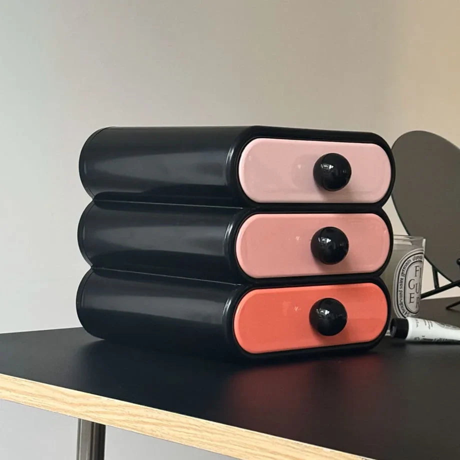 Glossy Wavy Color Block Makeup Organizer