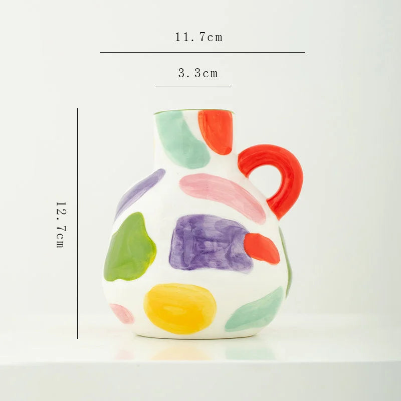 Hand-Painted Colorful Abstract Ceramic Vase
