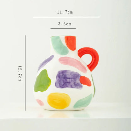 Hand-Painted Colorful Abstract Ceramic Vase