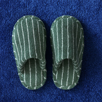 Soft Terry Pinstripe Cotton House Slippers