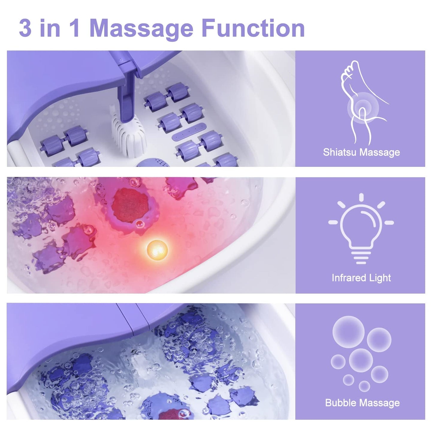 Foot Spa Bath Massager with Heat Bubbles and Vibration Massage and Jets, 16OZ Tea Tree Oil Foot Soak Epsom Salt, Collapsible Foot Bath Spa Bucket with Infrared Light & Remote Control - Purple Beauty & Personal Care Foot Foot Baths & Spas Hand & Nail Care Tools & Accessories