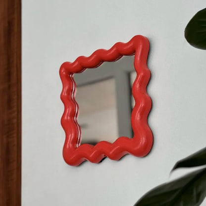 Glossy Wavy Frame Melamine Desktop Mirror