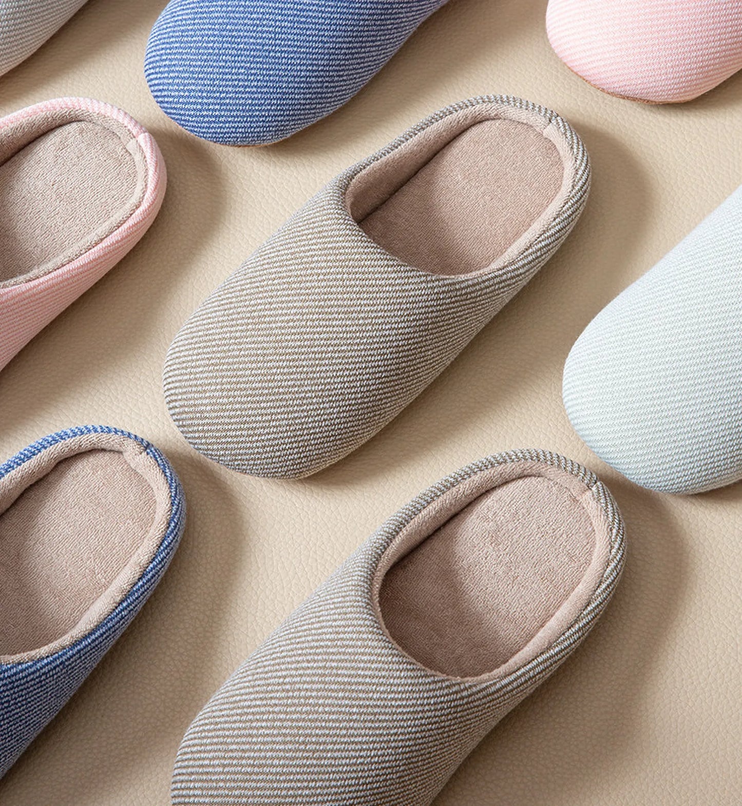 Soft Ribbed Cotton House Slippers