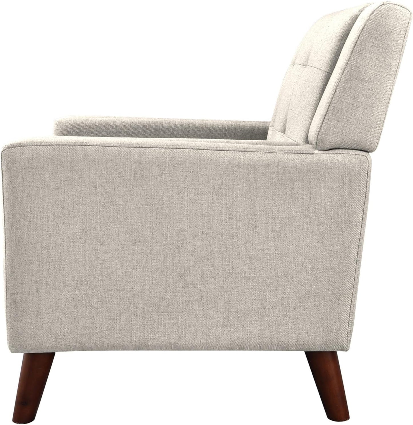 Christopher Knight Home Evelyn Mid Century Modern Fabric Arm Chair and Loveseat Set, Beige, Walnut Furniture Home & Kitchen Living Room Furniture Living Room Sets