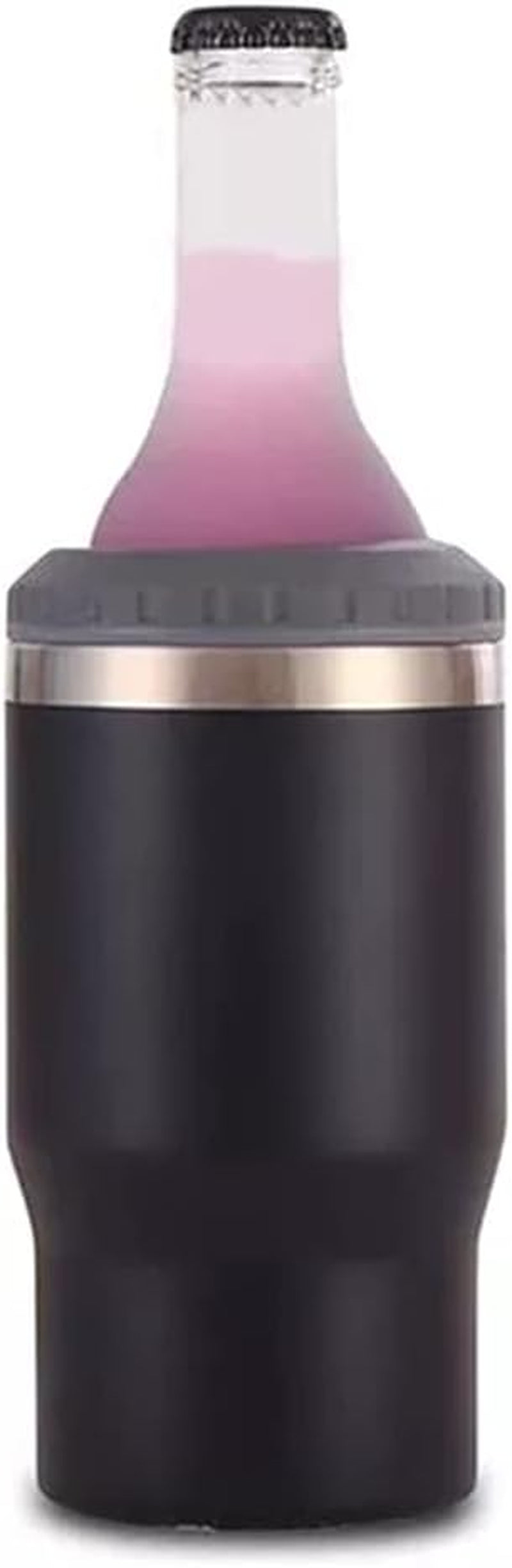 4 in 1 Stainless Steel Can/Bottle Insulator, 14Oz Two-Way Lids SUS Insulated Can Cooler, Beer Bottle Holder (Black) Home & Kitchen Kitchen & Dining Storage & Organization Thermocoolers Travel & To-Go Food Containers