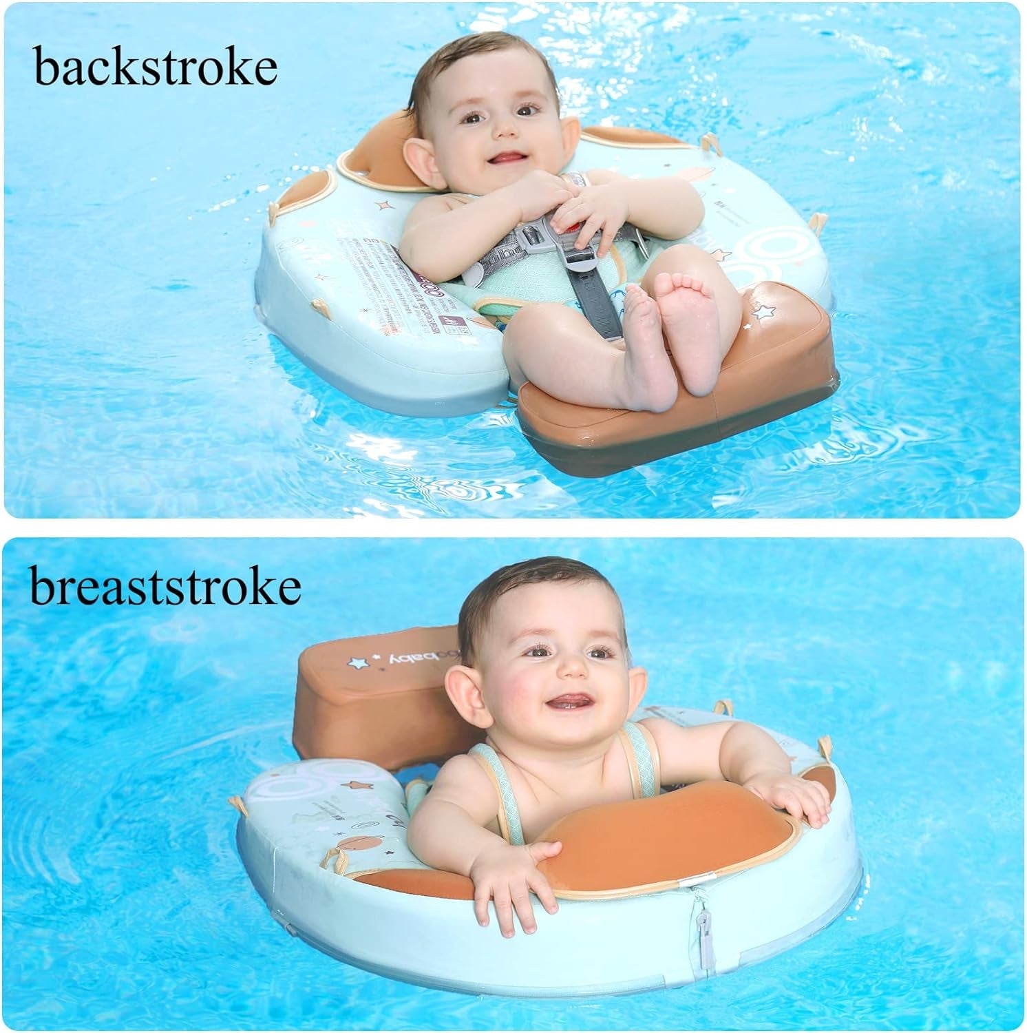 Fold-Able Easy Carry with Tail Canopy Crotch Mambobaby Float Non-Inflatable Baby Float Smart Swim Trainer Soft Solid Waist Swim Ring Water Toy Infant Pool Float New Baby Floats Pools & Water Toys Sports & Outdoor Play Toys & Games