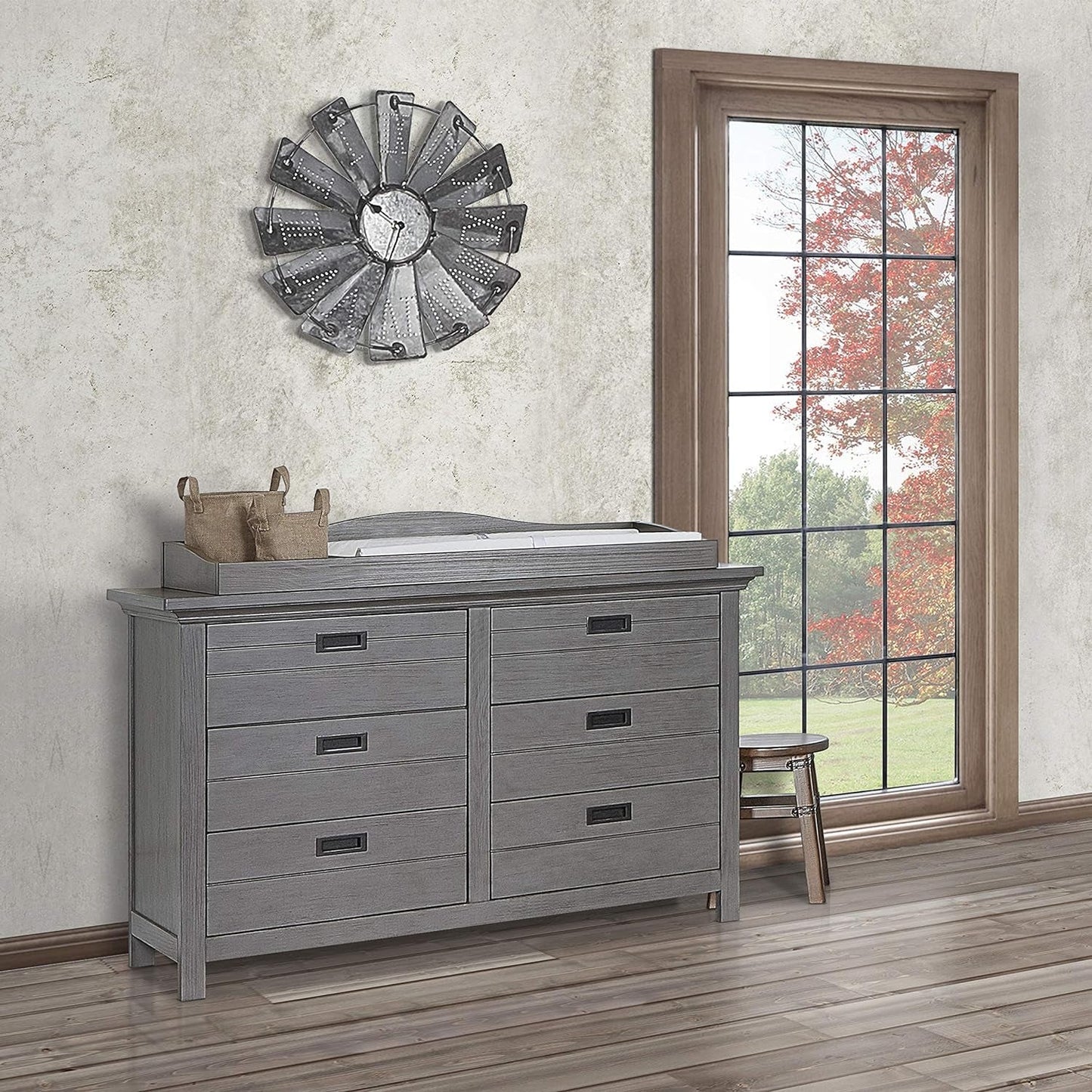 Evolur Waverly Double Dresser, Rustic Grey , 54X20.25X33 Inch (Pack of 1) Baby Products Changing & Dressing Chests & Dressers Furniture Nursery