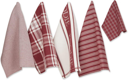 DII Everyday Collection Foodie Kitchen Set, Dishtowel & Dishcloth, Coral, 5 Piece Dish Cloths & Dish Towels Home & Kitchen Kitchen & Dining Kitchen & Table Linens