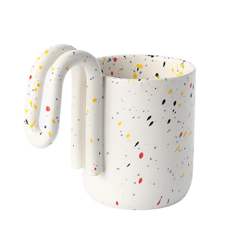 Sculptural Loop Handle Frosted Ceramic Mug