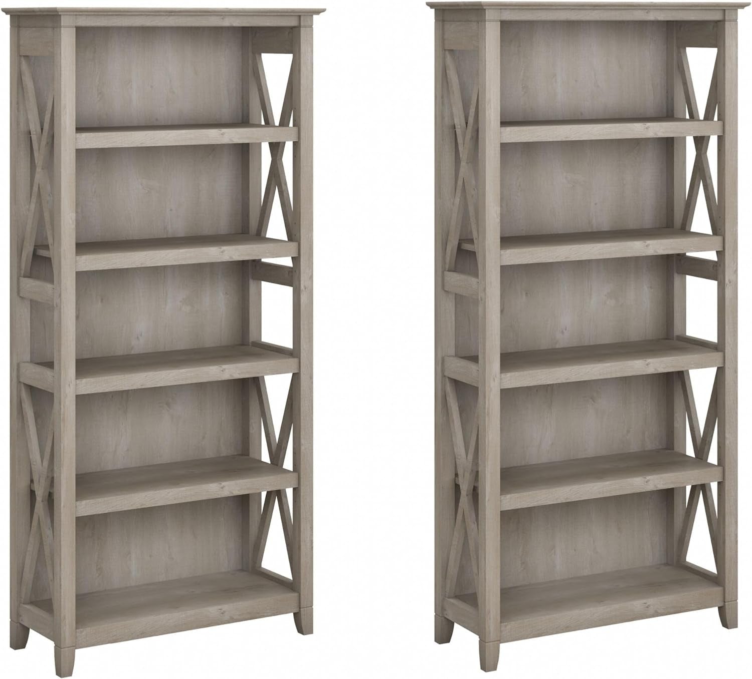 Bush Furniture 046CG Key West 5-Shelf 66-Inch H Bookcase Set, Cape Cod Gray Bookcases Furniture Home & Kitchen Home Office Furniture