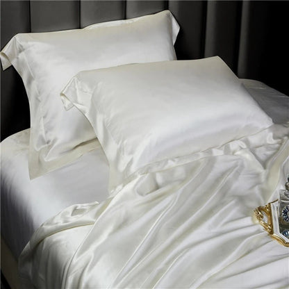 Eloise Pearl White Luxury Pure Mulberry Silk Bedding Set