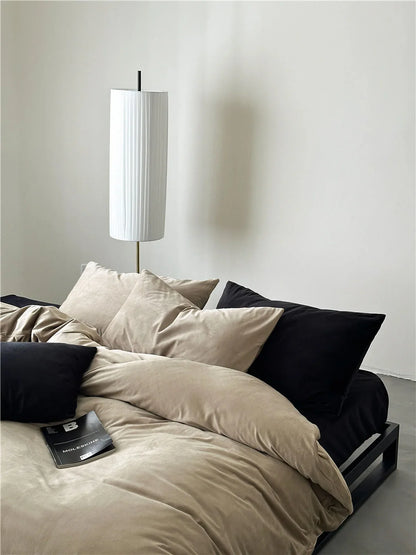 Plush Solid Color Velvet Bedding Set