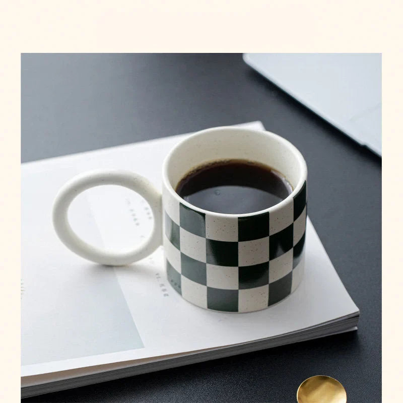 Chunky Checkered Ceramic Mug