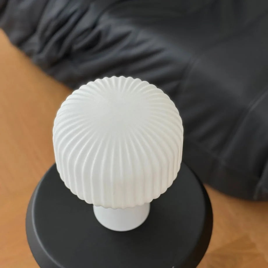 Pleated Glass Mushroom Accent Lamp