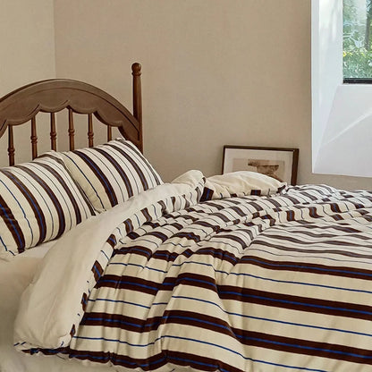 Plush Bold Striped Velvet Bedding Set