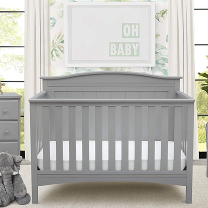 Bennett 4-In-1 Convertible Baby Crib, Greenguard Gold Certified, Grey Baby Products Cribs Furniture Infant & Toddler Beds Nursery