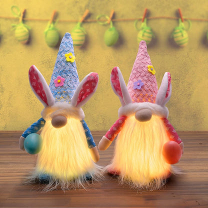 Easter Gnomes Decorations, 2Pcs Bunny Gnomes Plush with LED Light, Spring Easter Day Home Table Decor Ornaments for Easter Holiday Party Collectible Figurines Home & Kitchen Home Décor Accents Home Décor Products