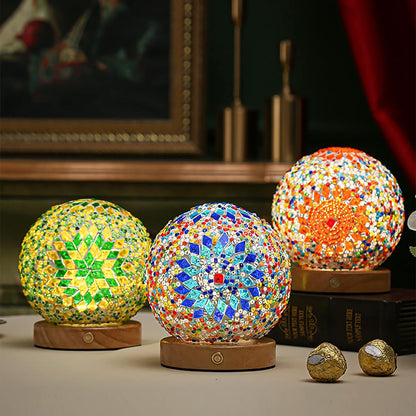 Mosaic Glass Ball Night Lamp