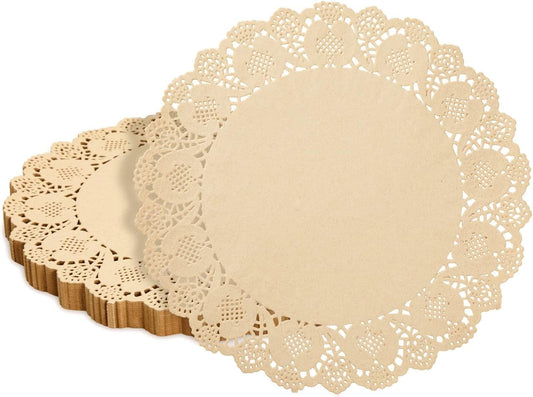 Juvale 250 Pack round Paper Placemats for Cakes, Desserts, Light Brown Doilies for Food, Formal Events (12 In) Disposable Table Covers Doilies Home & Kitchen Kitchen & Dining Kitchen & Table Linens