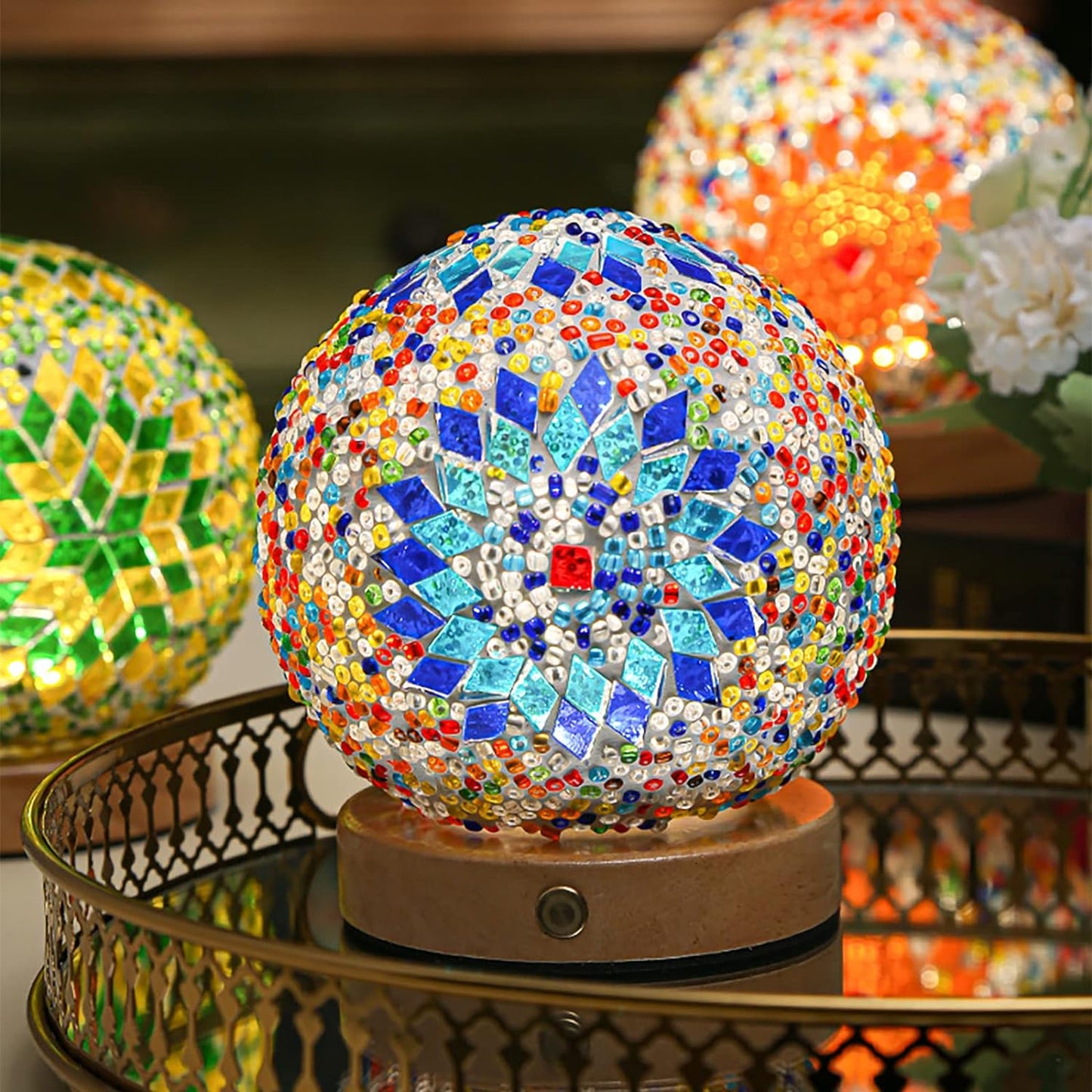 Mosaic Glass Ball Night Lamp