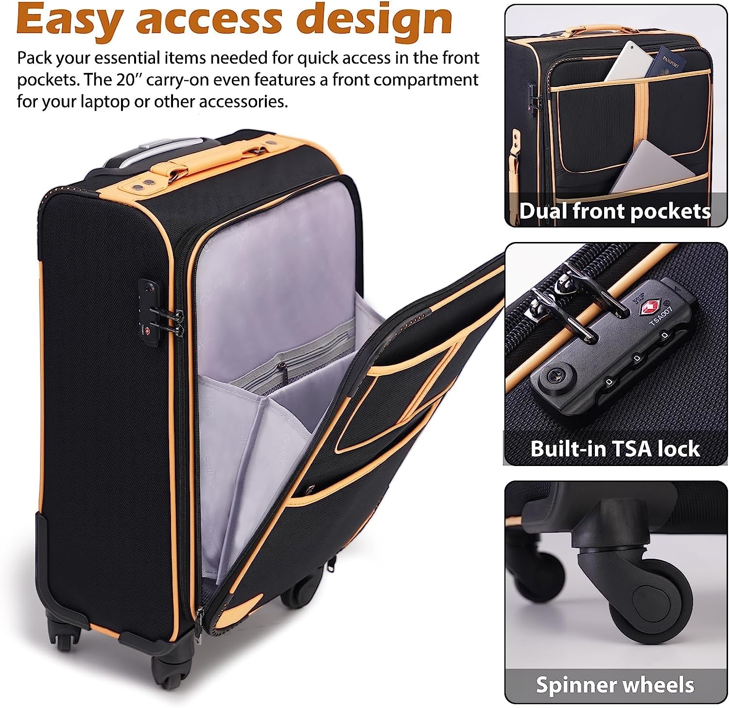 Coolife Luggage 4 Piece Set Suitcase Expandable TSA Lock Spinner Softs – BAJE HOME