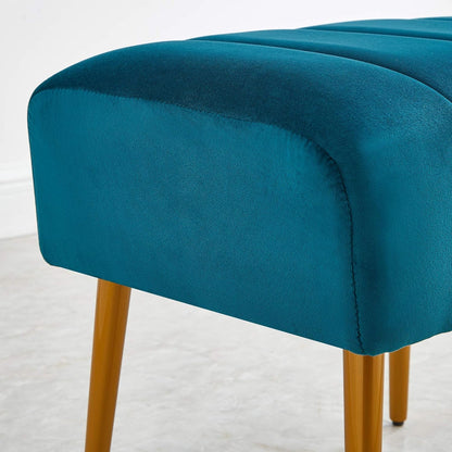 Ball & Cast Upholstered Ottoman Stool Modern Velvet Vanity Stool Footrest with Metal Legs, Teal Furniture Home & Kitchen Living Room Furniture Ottomans