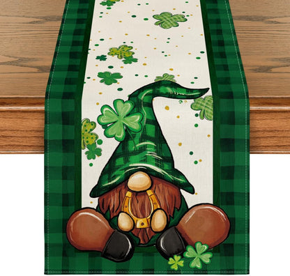 Artoid Mode Buffalo Plaid Shamrock Gnome St. Patrick'S Day Table Runner, Seasonal Spring Holiday Kitchen Dining Table Decoration for Indoor Outdoor Home Party Decor 13 X 72 Inch Home & Kitchen Kitchen & Dining Kitchen & Table Linens Table Runners