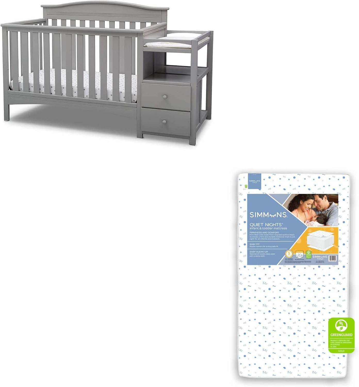 Birkley Convertible Crib N Changer + Changing Pad and Cover [Bundle], Grey Baby Products Changing & Dressing Changing Tables Furniture Nursery