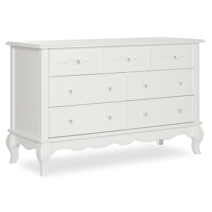 Evolur Aurora 7 Drawer Double Dresser, Akoya Grey Pearl/Silver Mist & Aurora 6 Drawer Tall Chest in Akoya Grey Pearl/Silver Mist Bedroom Furniture Dressers Furniture Home & Kitchen