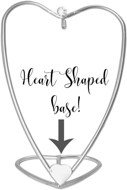 BANBERRY DESIGNS Heart Christmas Ornament Display with Heart Shaped Base - Set of 3 - Brushed Silver Metal Wire Stand - Approximately 4.25" H - 3.25" Hanging Height Display Stands Hanging Hook Stands Home & Kitchen Home Décor Accents Home Décor Products