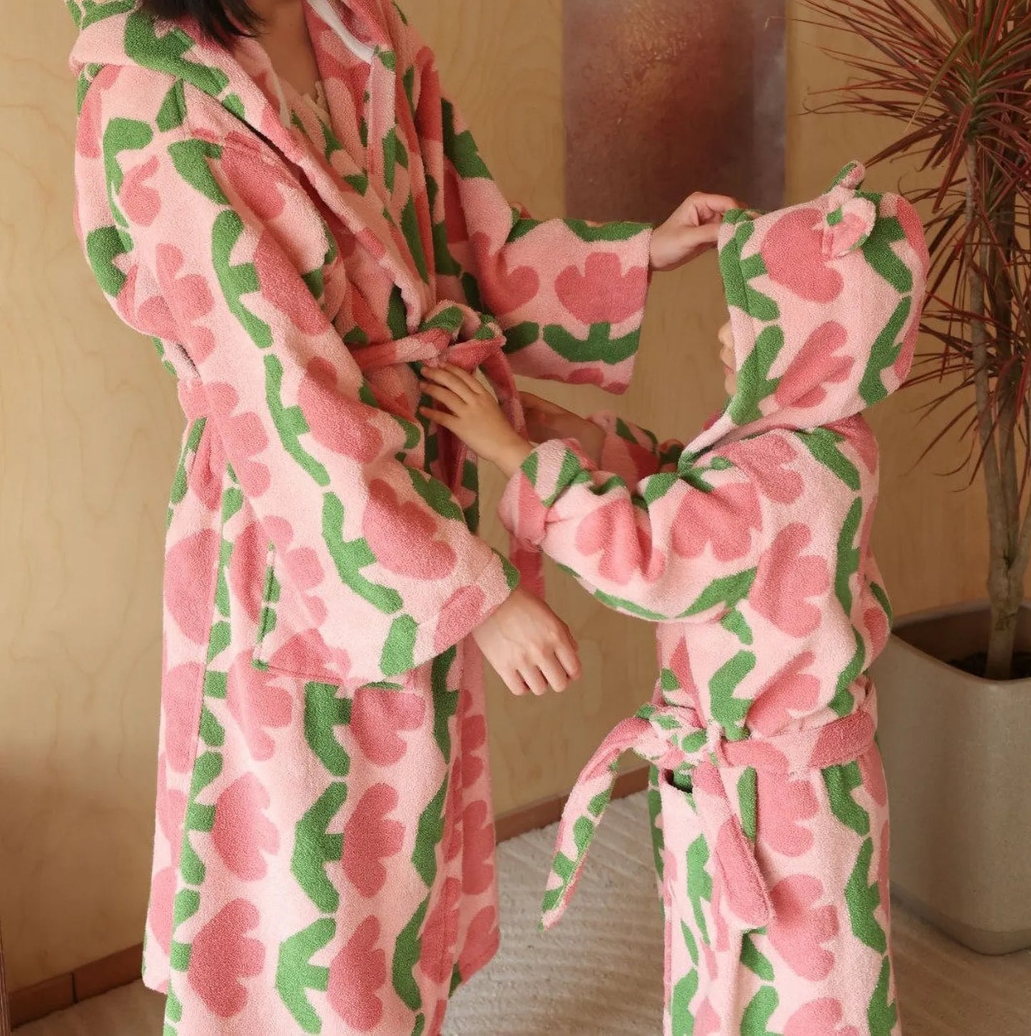 Plush Pink Tulip Cotton Robe