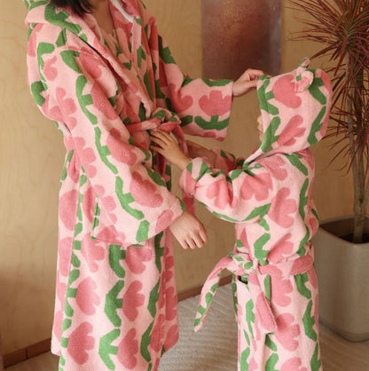 Plush Pink Tulip Cotton Robe