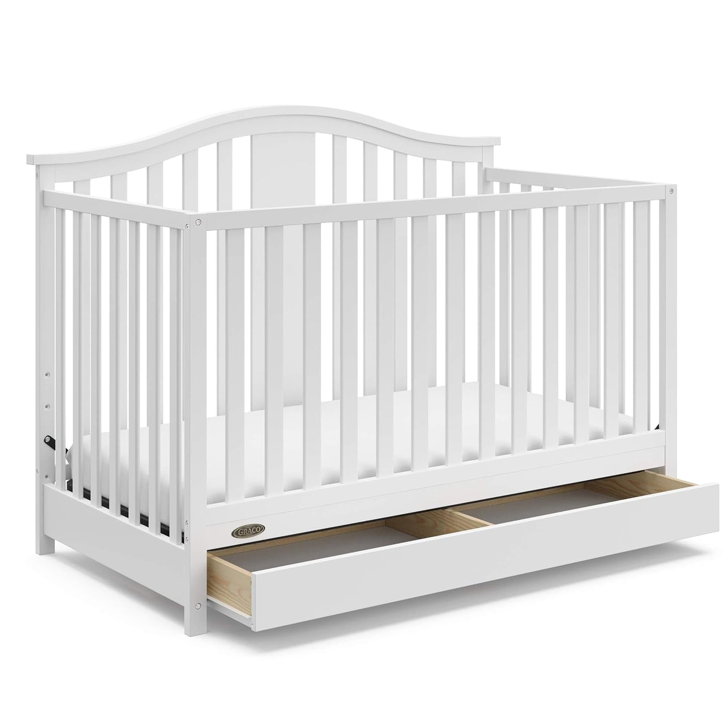 Graco Solano 4-In-1 Convertible Crib with Drawer (Pebble Gray) – GREENGUARD Gold Certified, Crib with Drawer Combo, Includes Full-Size Nursery Storage Drawer, Converts to Toddler Bed and Full-Size Bed Baby Products Convertible Cribs Furniture Infant & Toddler Beds Nursery