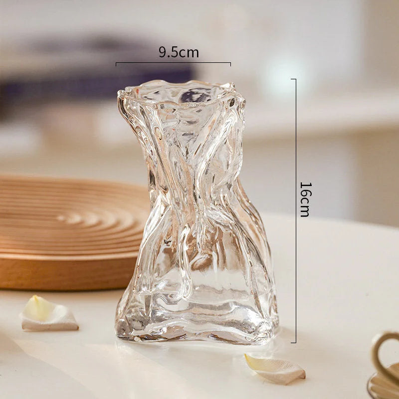 Sculptural Crumpled Glass Vase