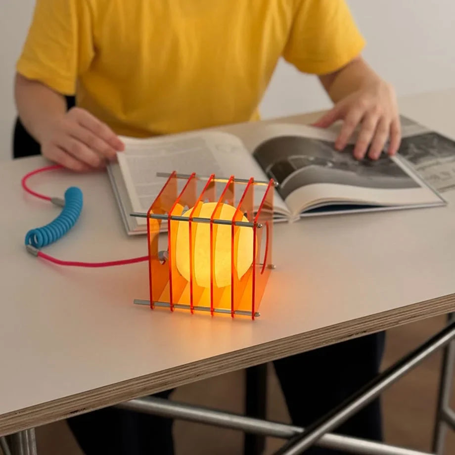 Textured Caged Resin Sphere Lamp