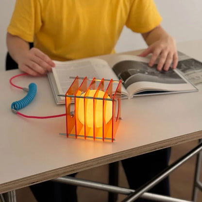 Textured Caged Resin Sphere Lamp