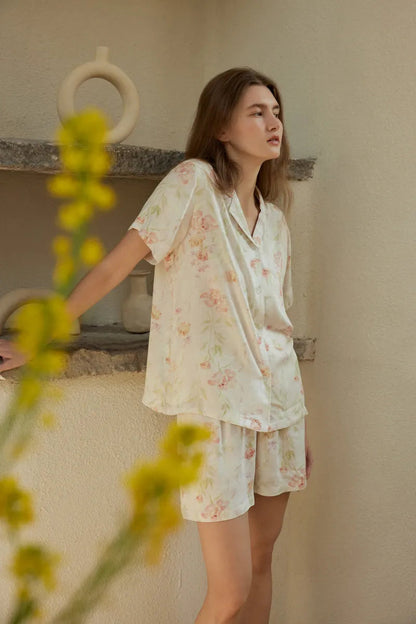 Silky Watercolor Floral Cotton Sateen Pajama