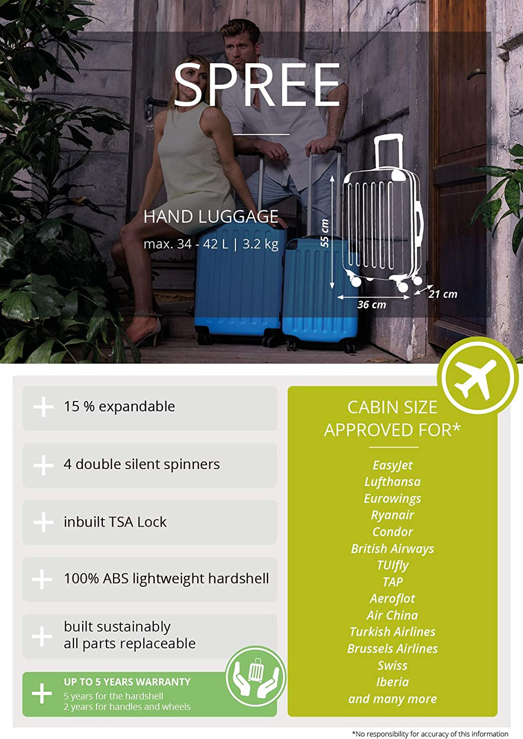 Hauptstadtkoffer Hand Luggage, Farn, 55Cm Clothing Luggage Luggage & Bags Luggage & Travel Gear Shoes & Jewelry Suitcases