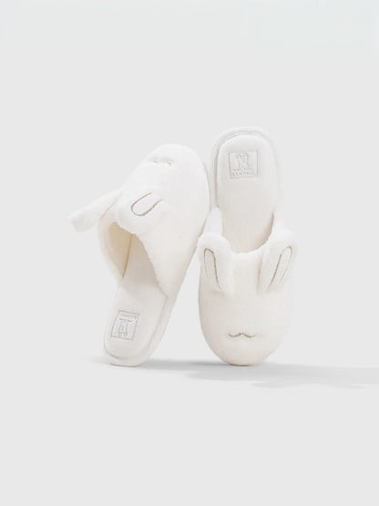 Plush Bunny Ear Faux Fur House Slippers
