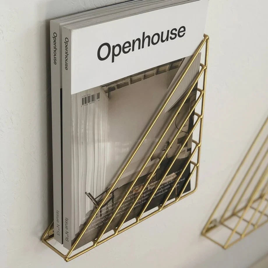Geometric Wireframe Metal Magazine Rack