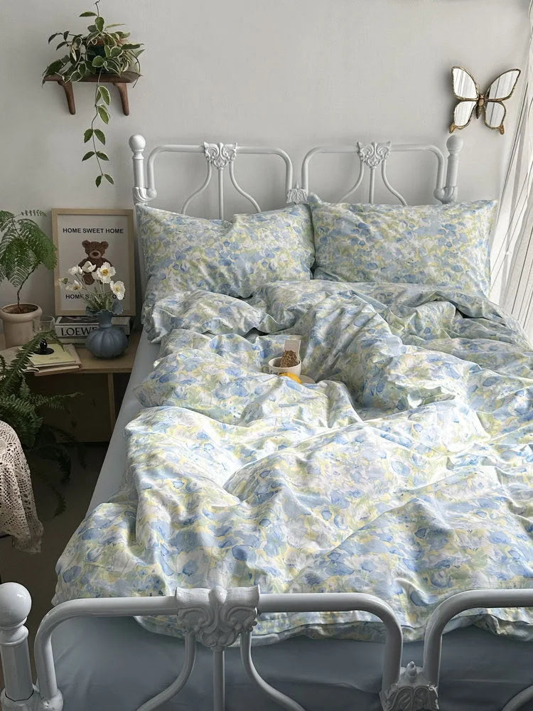 Breezy Watercolor Floral Cotton Bedding Set