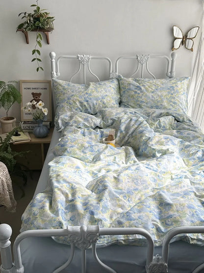 Breezy Watercolor Floral Cotton Bedding Set