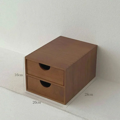 Smooth Minimalist Wood Desktop Organizer with Drawers